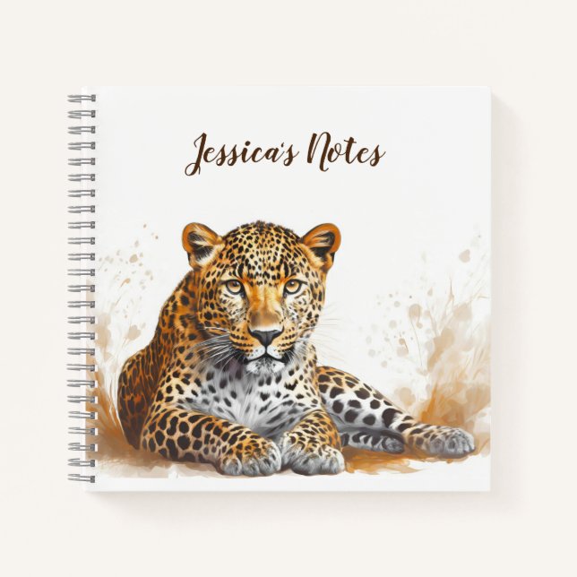 Cuaderno Leopard Portrait Nombre Personalizado (Anverso)