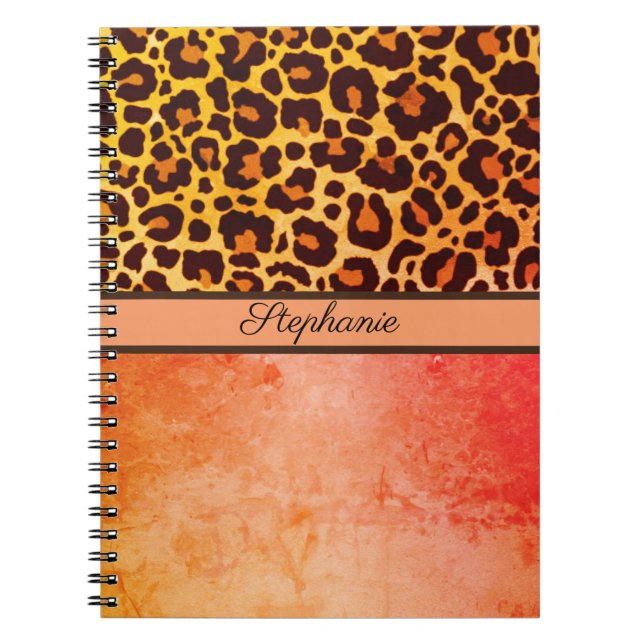 Cuaderno Leopard Print Animal Cheetah naranja Safari Trendy (Frente)