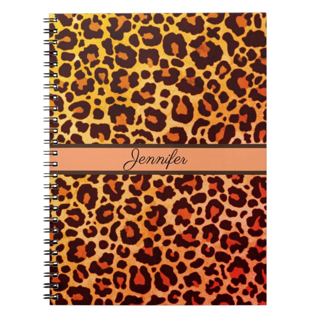 Cuaderno Leopard Print Animal Cheetah naranja Safari Trendy (Frente)