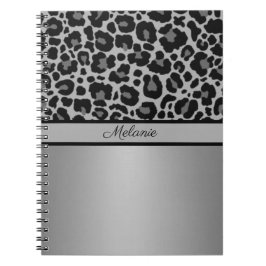 Cuaderno Leopard Print Animal Cheetah Silver Gray Trendy