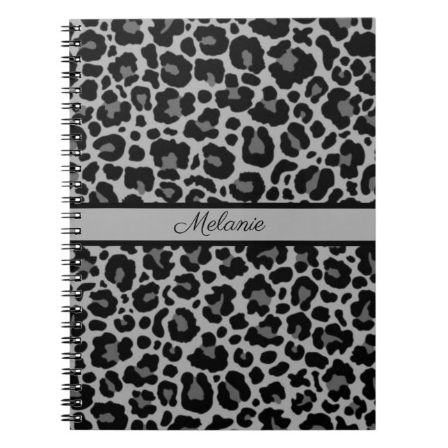 Cuaderno Leopard Print Animal Cheetah Silver Gray Trendy No (Frente)