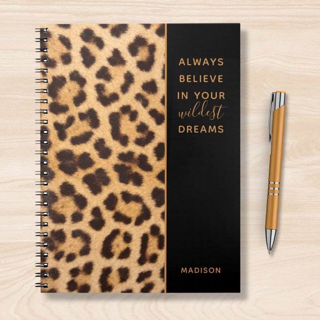 Cuaderno Leopard Print Believe Estilish Moderno Personaliza (Subido por el creador)