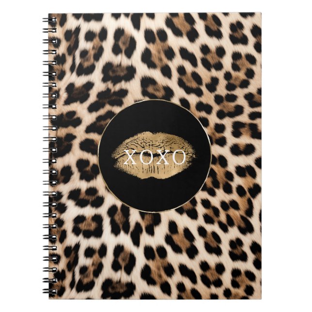 Cuaderno Leopard Print Gold Lips XOXO (Frente)