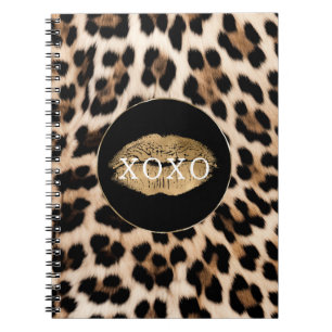 Cuaderno Leopard Print Gold Lips XOXO