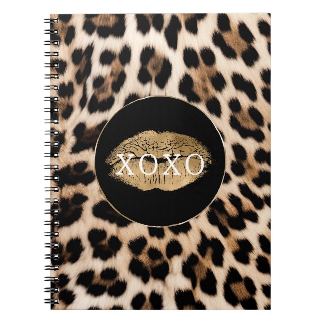 Cuaderno Leopard Print Gold Lips XOXO (Frente)