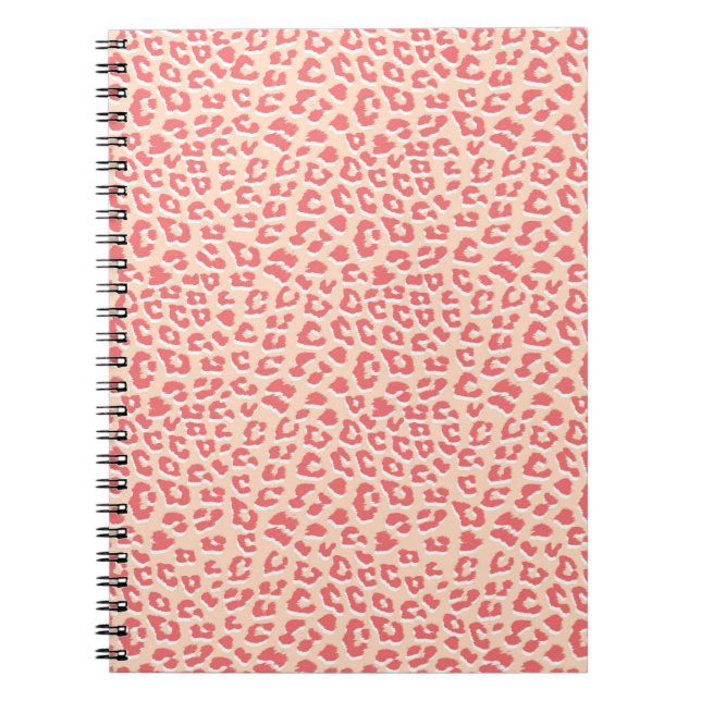 Cuaderno Leopard Print Pattern Living Coral White (Frente)