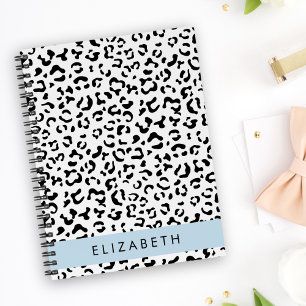 Cuaderno Leopard Print, Spots, Black And White, Tu Nombre