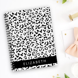 Cuaderno Leopard Print, Spots, Black And White, Tu Nombre