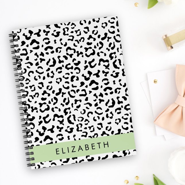 Cuaderno Leopard Print, Spots, Black And White, Tu Nombre (Subido por el creador)