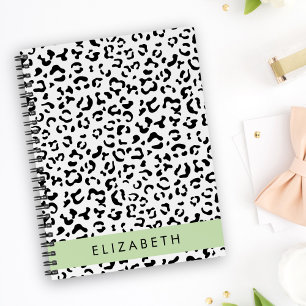 Cuaderno Leopard Print, Spots, Black And White, Tu Nombre