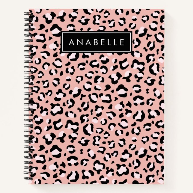 Cuaderno Leopard Print, Spots, Pink Leopard, Tu Nombre (Anverso)