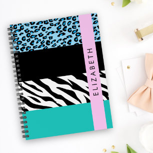 Cuaderno Leopard Print, Zebra Print, Blue, Your Name