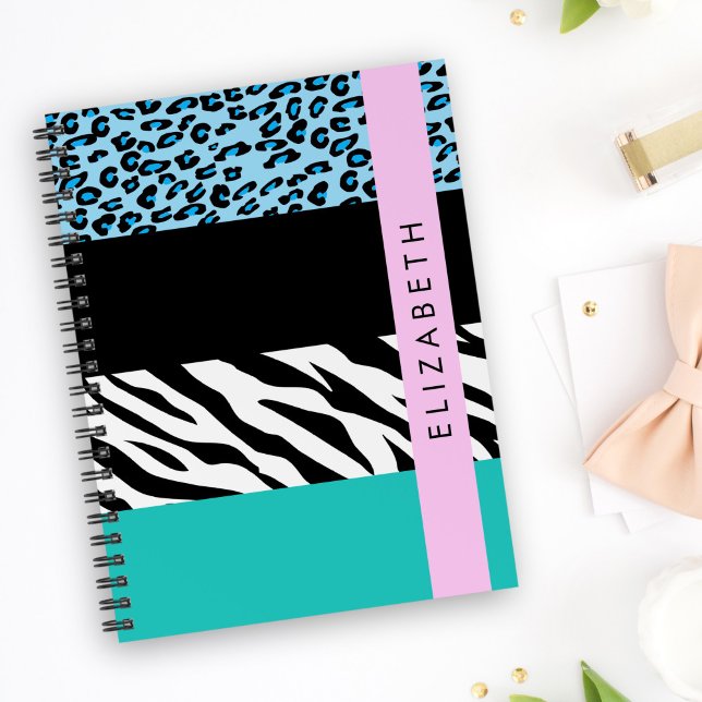 Cuaderno Leopard Print, Zebra Print, Blue, Your Name (Subido por el creador)