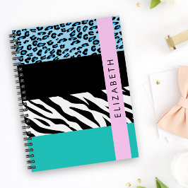 Cuaderno Leopard Print, Zebra Print, Blue, Your Name