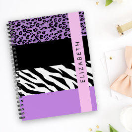 Cuaderno Leopard Print, Zebra Print, Purple, Tu Nombre