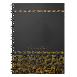 Cuaderno Leopard Sparkle Sequins Glam Moda Cheetah moderno