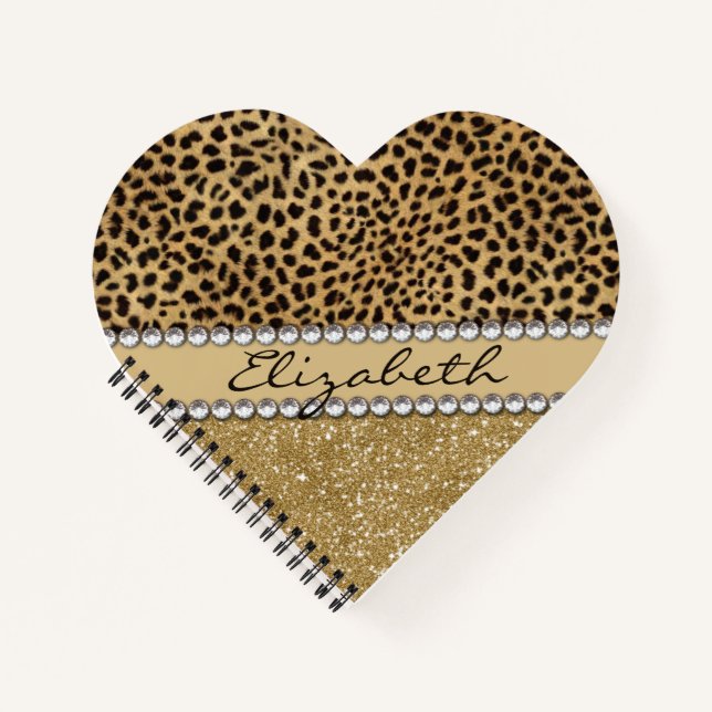 Cuaderno Leopard Spot Gold Purpurina amor Diamante de imita (Anverso)