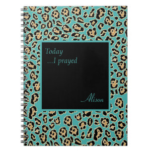 Cuaderno Leopard Turquoise Personalizado Prayer Journal