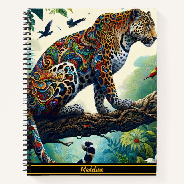 Cuaderno Leopard Zeal: Vibrantes patrones de jungla (Anverso)