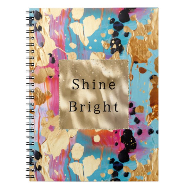 Cuaderno Leopardo abstracto dorado de Aqua Pink (Frente)