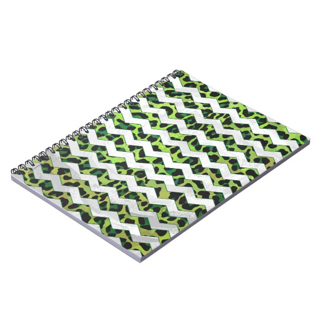 Cuaderno Leopardo Chevron Impresión negra y verde (Lado Izquierdo)