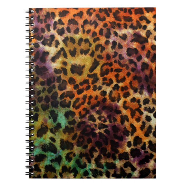 Cuaderno Leopardo colorido: Textura abstracta de época (Frente)
