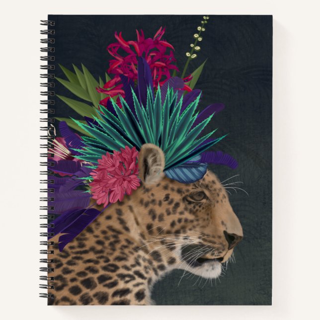 Cuaderno Leopardo con la cabeza tropical (Anverso)