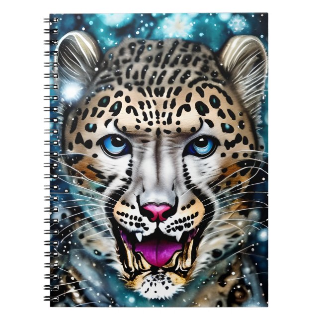 Cuaderno Leopardo de la nieve de Steampunk (Frente)