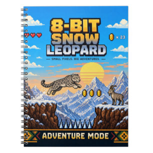 Cuaderno Leopardo de las Nieves, Arte de Pixel Retro de 8 B