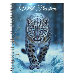 Cuaderno Leopardo de las nieves salvaje caminando helado en