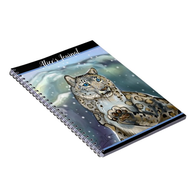 Cuaderno Leopardo de nieve personalizado~portátil (Lado Derecho)