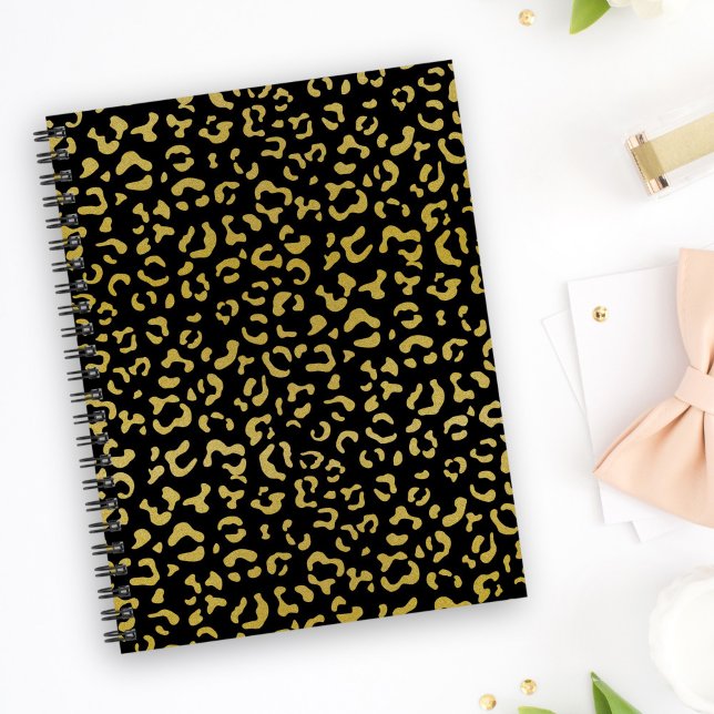 Cuaderno Leopardo de oro, Purpurina de oro, patrón de leopa (Subido por el creador)