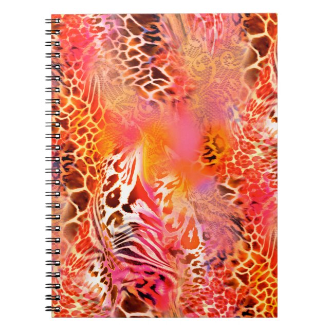 Cuaderno leopardo de tejido de piel de leopardo, abstracto, (Frente)