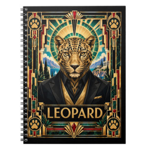 Cuaderno Leopardo, fauna y flora Art Déco