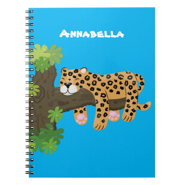 Cuaderno Leopardo lindo durmiendo en un ilustracion de pers (Frente)