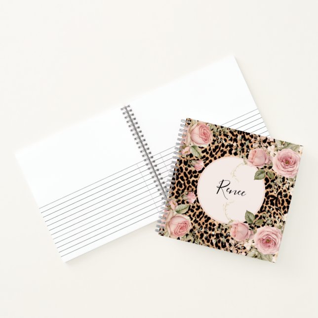 Cuaderno Leopardo patter con rosas livianos (Interior)