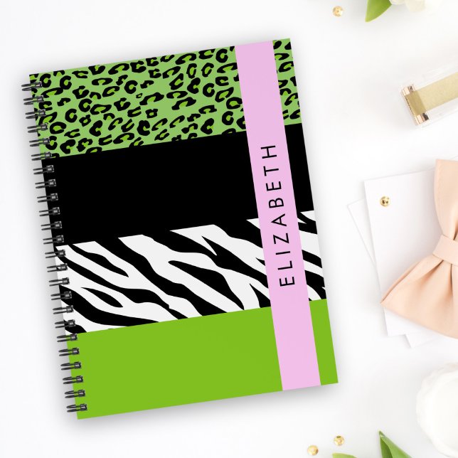 Cuaderno Leopardo Print, Zebra Print, Green, Your Name (Subido por el creador)
