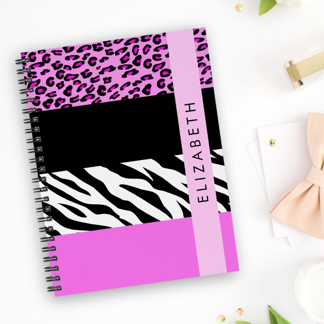 Cuaderno Leopardo Print, Zebra Print, Pink, Your Name (Subido por el creador)