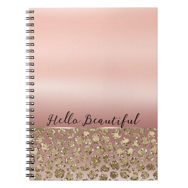 Cuaderno Leopardo Purpurina de oro Rosa (Frente)
