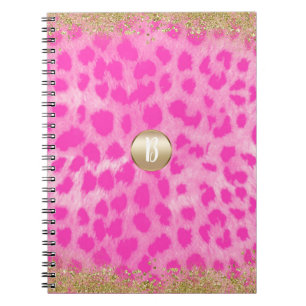 Cuaderno Leopardo Rosa Cheeta Imprimir Dorado Brillante Mod