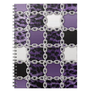 Cuaderno Leopardo ultravioleta sin foco y cadena de plata