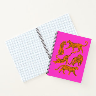 Cuaderno Leopardos abstractos con ilustracion labial rojo