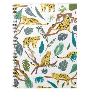 Cuaderno Leopardos en la jungla, patrón dibujado a mano.