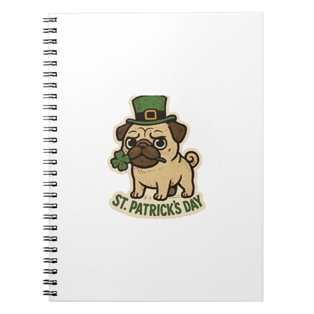 Cuaderno Leprechaun Pug Día de San Patricio (Frente)