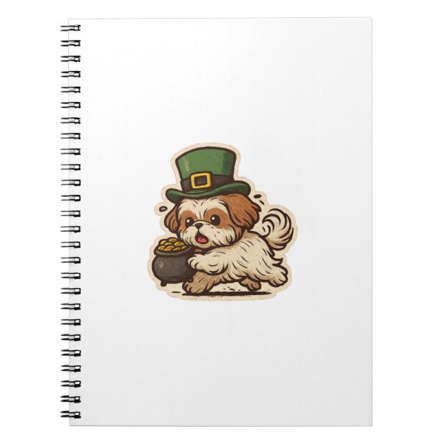 Cuaderno Leprechaun Shih Tzu Día de San Patricio (Frente)