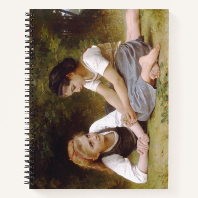 Cuaderno Les Noisettes: Jóvenes Chicas recogiendo hazellana (Anverso)