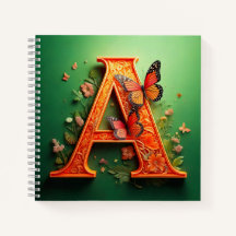 Letra (A) con rosas y mariposas