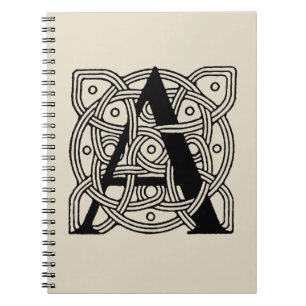 Cuaderno Letra A Monograma Impresión de Nudo Celta Vintage