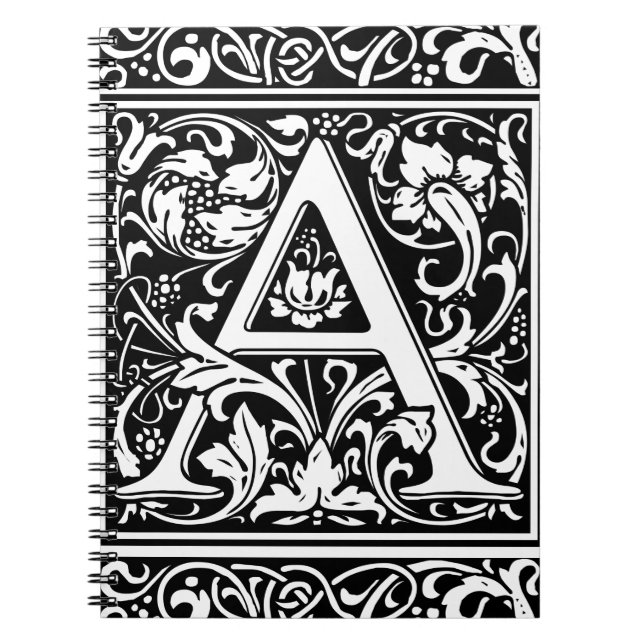 Cuaderno Letra A Monograma Medieval Art Nouveau (Frente)