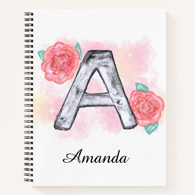 Cuaderno Letra acuarela floral a (Anverso)